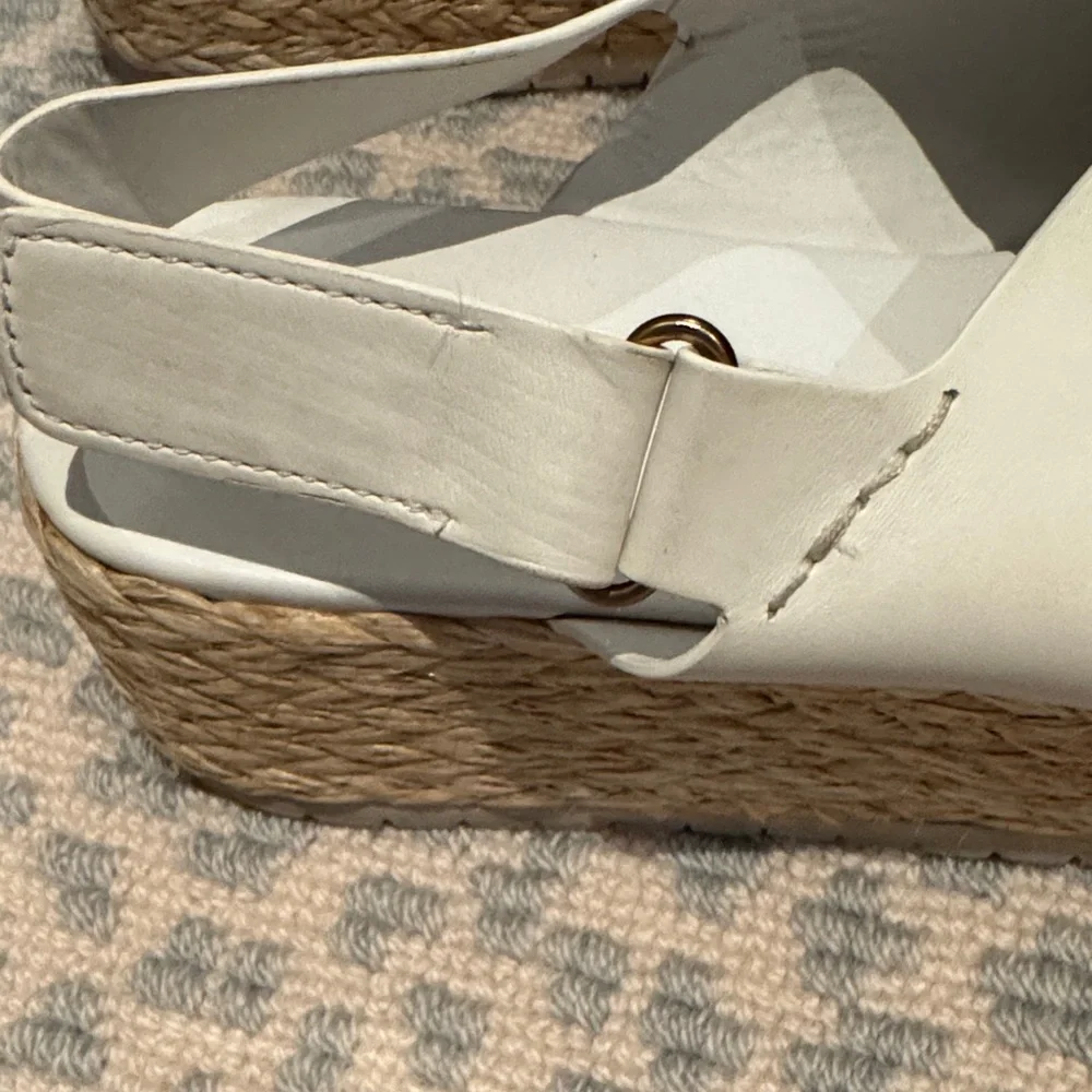 Vince White Leather Crisscross Open-Toe Espadrille Slingbacks
